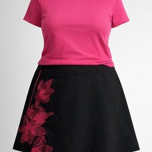Adidas Black A-Line Skirt with Pink Floral Design